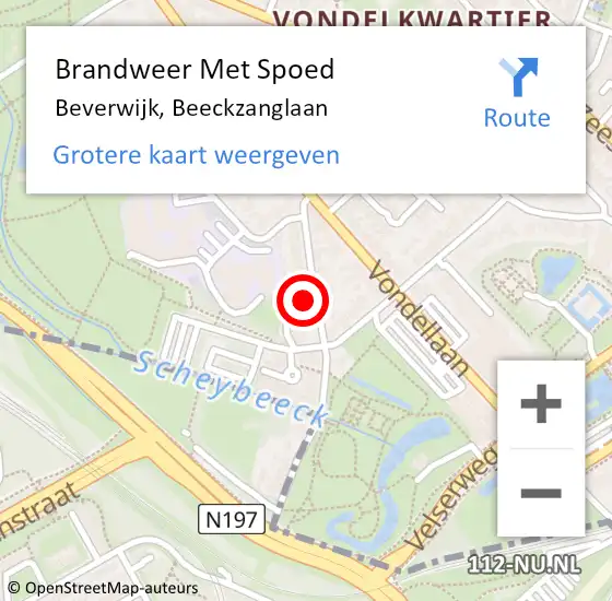Locatie op kaart van de 112 melding: Brandweer Met Spoed Naar Beverwijk, Beeckzanglaan op 22 februari 2024 06:10