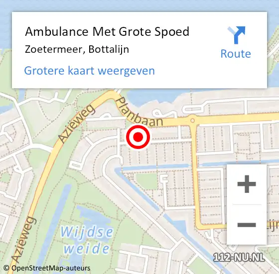 Locatie op kaart van de 112 melding: Ambulance Met Grote Spoed Naar Zoetermeer, Bottalijn op 22 februari 2024 06:46