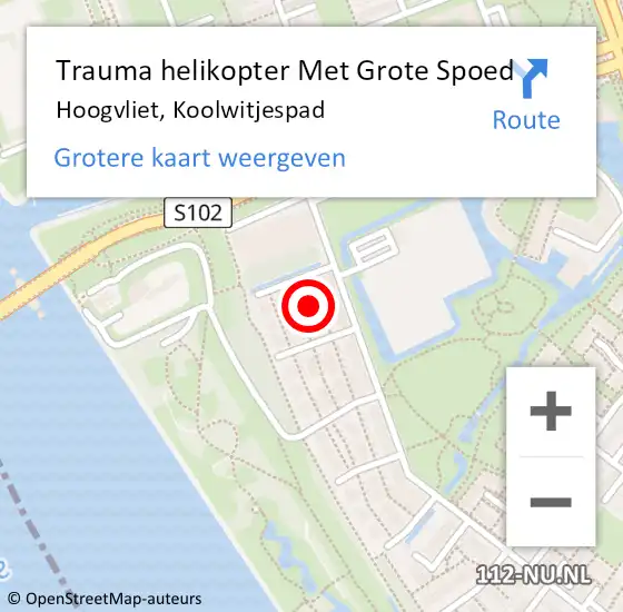 Locatie op kaart van de 112 melding: Trauma helikopter Met Grote Spoed Naar Hoogvliet, Koolwitjespad op 22 februari 2024 07:03