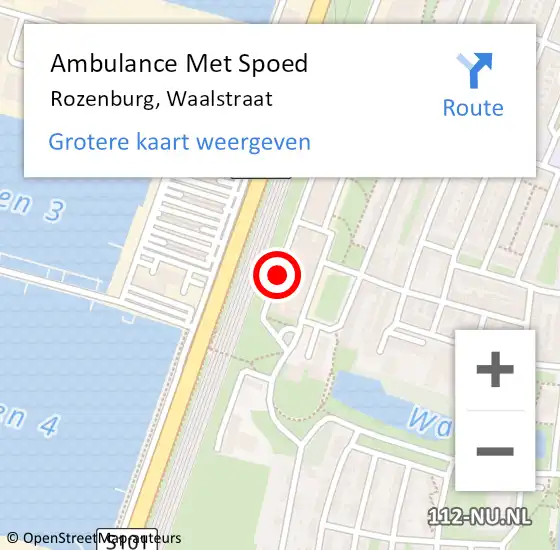 Locatie op kaart van de 112 melding: Ambulance Met Spoed Naar Rozenburg, Waalstraat op 22 februari 2024 07:19