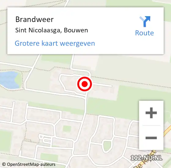 Locatie op kaart van de 112 melding: Brandweer Sint Nicolaasga, Bouwen op 22 februari 2024 07:48