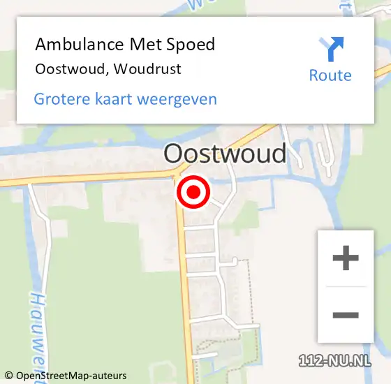 Locatie op kaart van de 112 melding: Ambulance Met Spoed Naar Oostwoud, Woudrust op 22 februari 2024 07:51