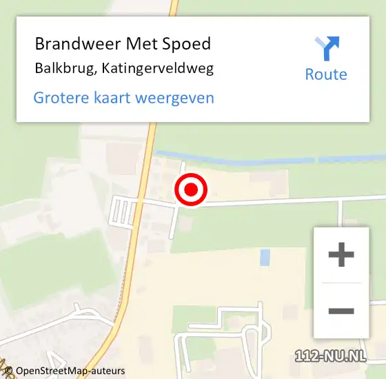 Locatie op kaart van de 112 melding: Brandweer Met Spoed Naar Balkbrug, Katingerveldweg op 22 februari 2024 08:04