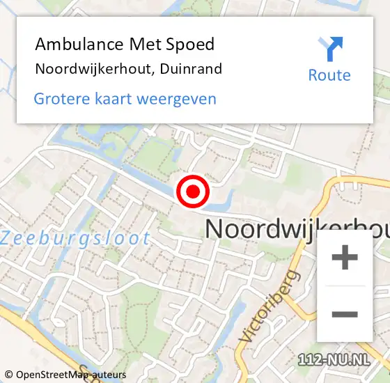 Locatie op kaart van de 112 melding: Ambulance Met Spoed Naar Noordwijkerhout, Duinrand op 22 februari 2024 08:09