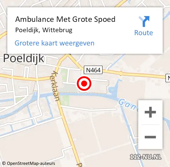 Locatie op kaart van de 112 melding: Ambulance Met Grote Spoed Naar Poeldijk, Wittebrug op 22 februari 2024 08:17