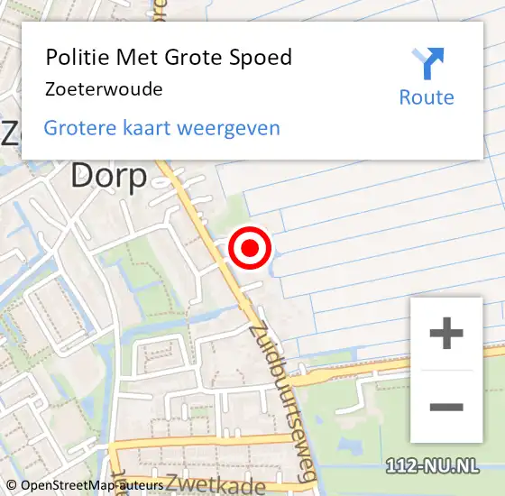 Locatie op kaart van de 112 melding: Politie Met Grote Spoed Naar Zoeterwoude op 22 februari 2024 08:35