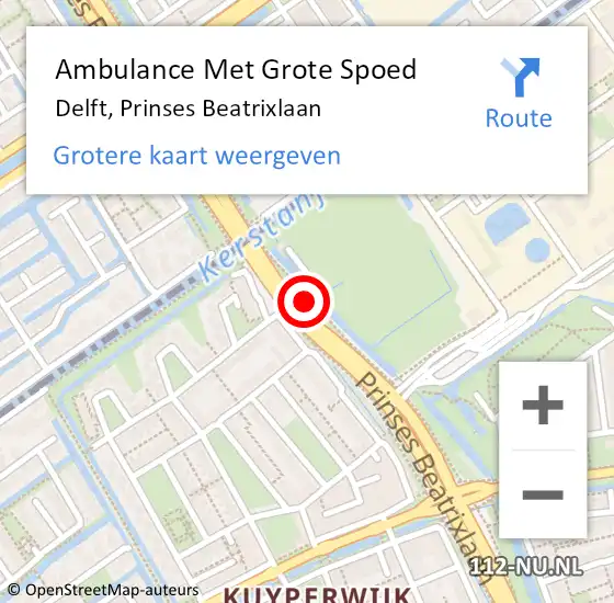 Locatie op kaart van de 112 melding: Ambulance Met Grote Spoed Naar Delft, Prinses Beatrixlaan op 22 februari 2024 09:09