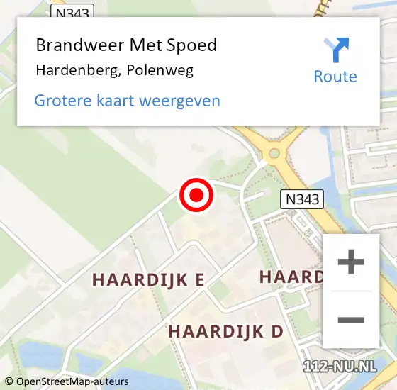 Locatie op kaart van de 112 melding: Brandweer Met Spoed Naar Hardenberg, Polenweg op 22 februari 2024 09:26