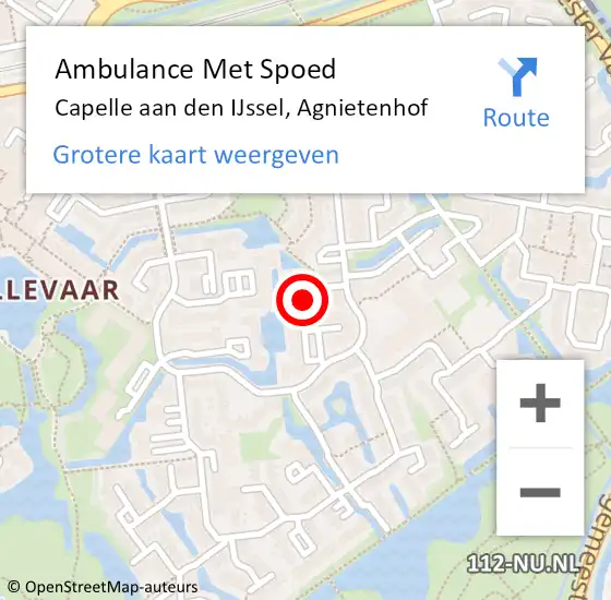 Locatie op kaart van de 112 melding: Ambulance Met Spoed Naar Capelle aan den IJssel, Agnietenhof op 22 februari 2024 09:45