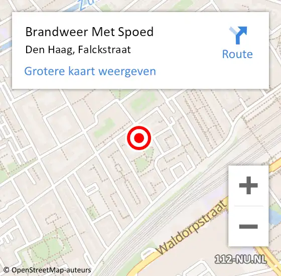 Locatie op kaart van de 112 melding: Brandweer Met Spoed Naar Den Haag, Falckstraat op 22 februari 2024 10:24