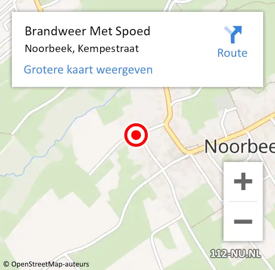 Locatie op kaart van de 112 melding: Brandweer Met Spoed Naar Noorbeek, Kempestraat op 22 februari 2024 10:40