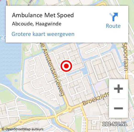 Locatie op kaart van de 112 melding: Ambulance Met Spoed Naar Abcoude, Haagwinde op 22 februari 2024 10:41