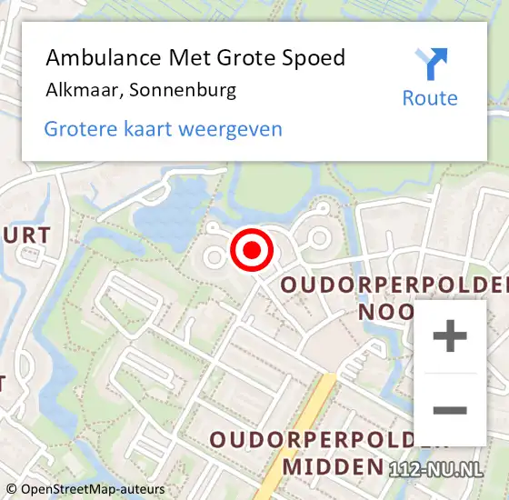 Locatie op kaart van de 112 melding: Ambulance Met Grote Spoed Naar Alkmaar, Sonnenburg op 22 februari 2024 10:45