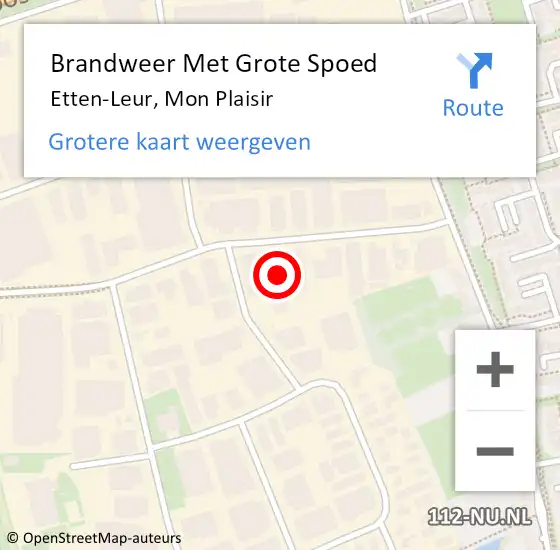 Locatie op kaart van de 112 melding: Brandweer Met Grote Spoed Naar Etten-Leur, Mon Plaisir op 22 februari 2024 11:19