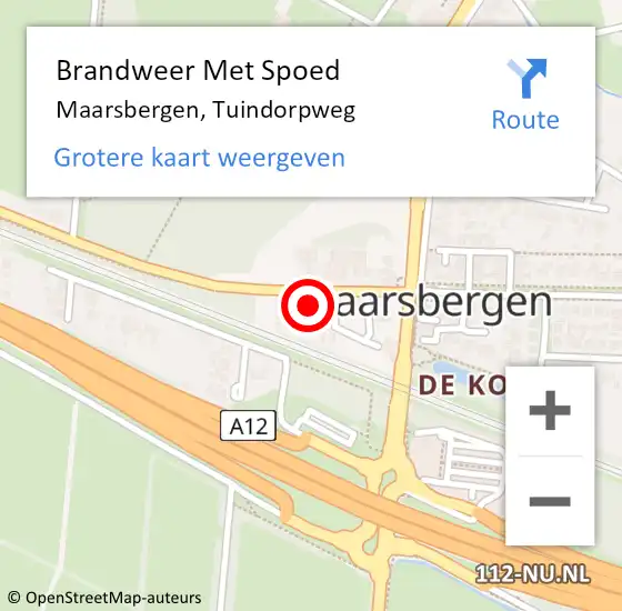 Locatie op kaart van de 112 melding: Brandweer Met Spoed Naar Maarsbergen, Tuindorpweg op 22 februari 2024 11:19