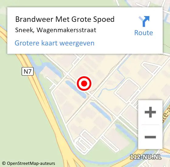 Locatie op kaart van de 112 melding: Brandweer Met Grote Spoed Naar Sneek, Wagenmakersstraat op 22 februari 2024 11:20