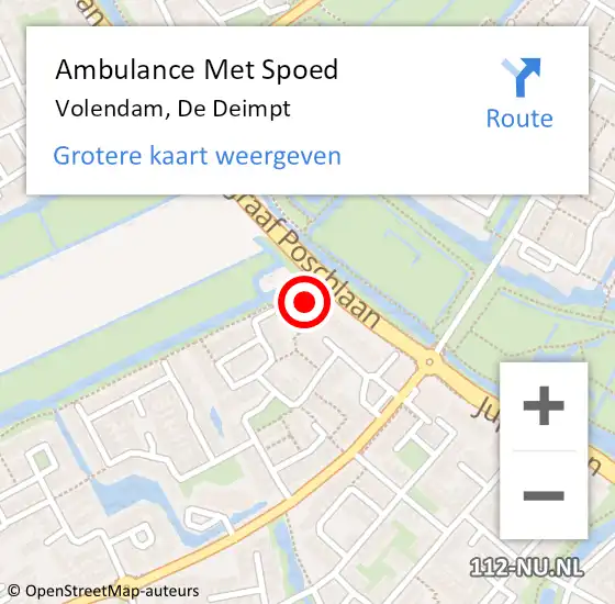 Locatie op kaart van de 112 melding: Ambulance Met Spoed Naar Volendam, De Deimpt op 22 februari 2024 11:41