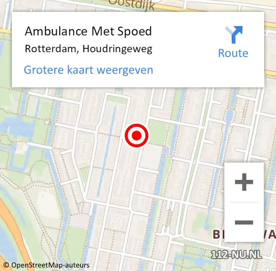 Locatie op kaart van de 112 melding: Ambulance Met Spoed Naar Rotterdam, Houdringeweg op 22 februari 2024 11:58