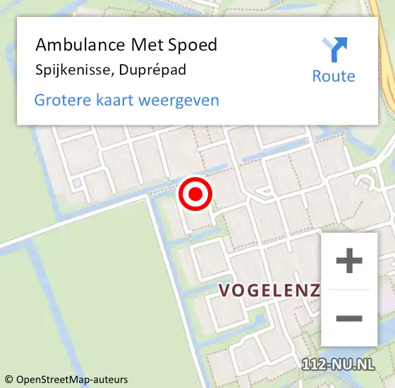 Locatie op kaart van de 112 melding: Ambulance Met Spoed Naar Spijkenisse, Duprépad op 22 februari 2024 12:11