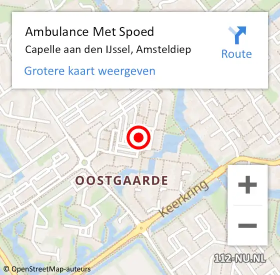 Locatie op kaart van de 112 melding: Ambulance Met Spoed Naar Capelle aan den IJssel, Amsteldiep op 22 februari 2024 12:27