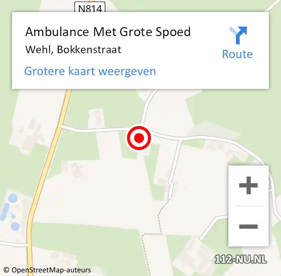 Locatie op kaart van de 112 melding: Ambulance Met Grote Spoed Naar Wehl, Bokkenstraat op 26 september 2014 18:11