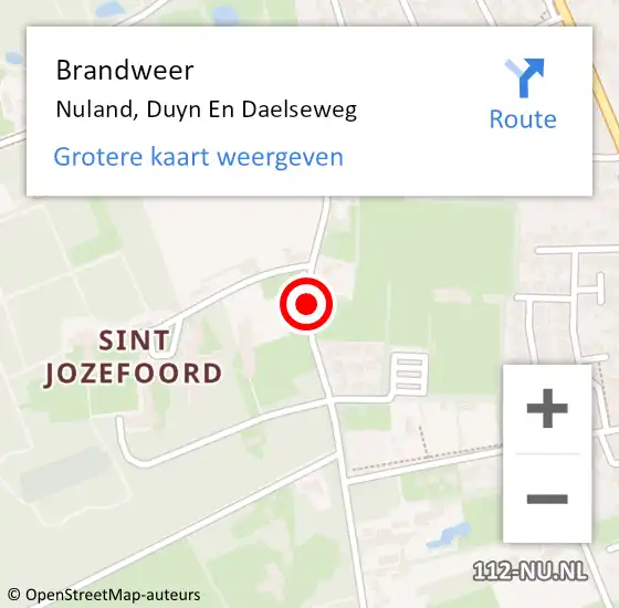 Locatie op kaart van de 112 melding: Brandweer Nuland, Duyn En Daelseweg op 26 september 2014 18:13