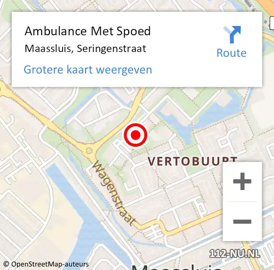 Locatie op kaart van de 112 melding: Ambulance Met Spoed Naar Maassluis, Seringenstraat op 22 februari 2024 12:54