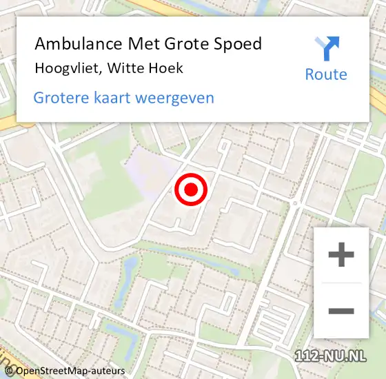 Locatie op kaart van de 112 melding: Ambulance Met Grote Spoed Naar Hoogvliet, Witte Hoek op 22 februari 2024 13:23