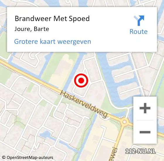 Locatie op kaart van de 112 melding: Brandweer Met Spoed Naar Joure, Barte op 22 februari 2024 13:42