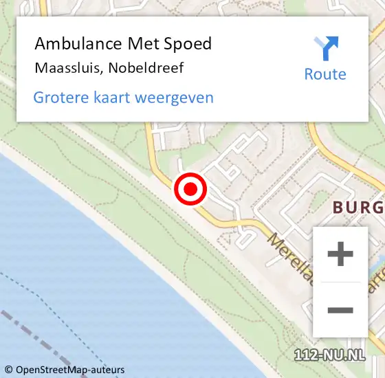 Locatie op kaart van de 112 melding: Ambulance Met Spoed Naar Maassluis, Nobeldreef op 22 februari 2024 14:09