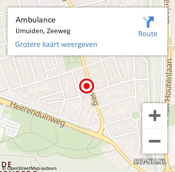 Locatie op kaart van de 112 melding: Ambulance IJmuiden, Zeeweg op 22 februari 2024 14:40