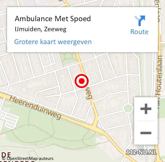 Locatie op kaart van de 112 melding: Ambulance Met Spoed Naar IJmuiden, Zeeweg op 22 februari 2024 14:42