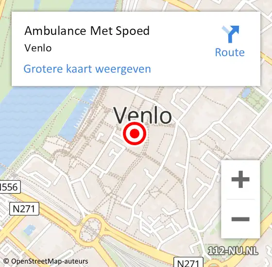 Locatie op kaart van de 112 melding: Ambulance Met Spoed Naar Venlo op 22 februari 2024 14:56