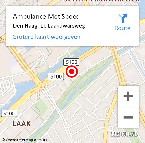 Locatie op kaart van de 112 melding: Ambulance Met Spoed Naar Den Haag, 1e Laakdwarsweg op 22 februari 2024 15:00