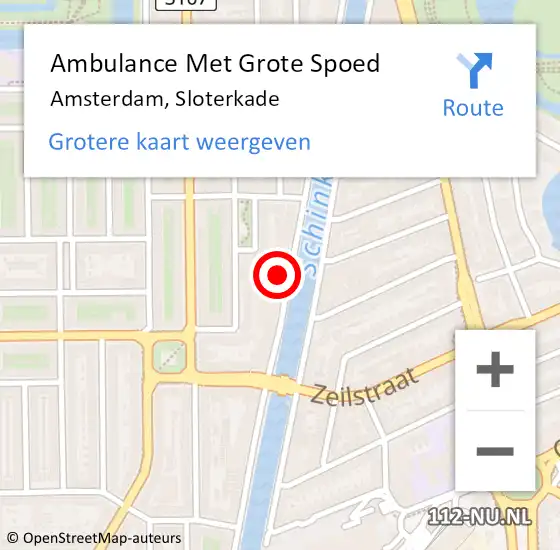 Locatie op kaart van de 112 melding: Ambulance Met Grote Spoed Naar Amsterdam, Sloterkade op 22 februari 2024 15:29