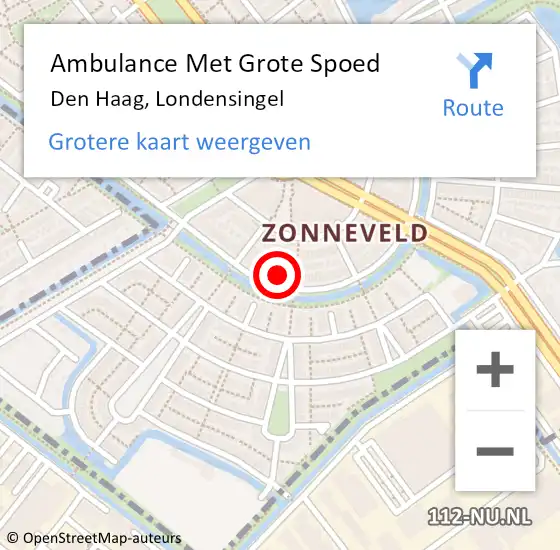 Locatie op kaart van de 112 melding: Ambulance Met Grote Spoed Naar Den Haag, Londensingel op 22 februari 2024 15:58