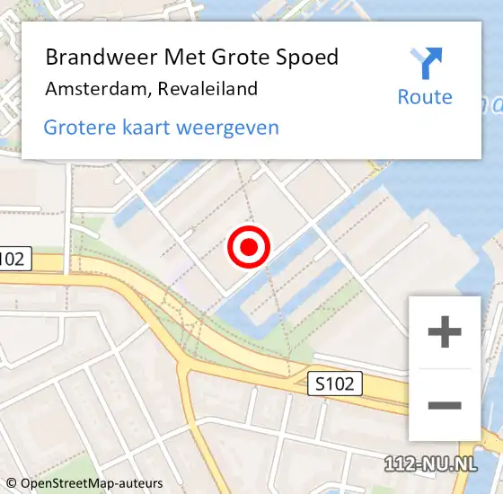 Locatie op kaart van de 112 melding: Brandweer Met Grote Spoed Naar Amsterdam, Revaleiland op 22 februari 2024 15:58