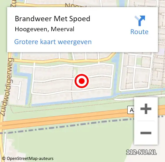 Locatie op kaart van de 112 melding: Brandweer Met Spoed Naar Hoogeveen, Meerval op 22 februari 2024 16:22