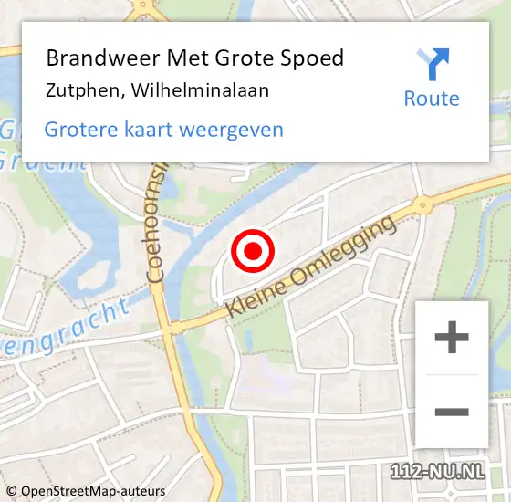 Locatie op kaart van de 112 melding: Brandweer Met Grote Spoed Naar Zutphen, Wilhelminalaan op 22 februari 2024 16:28