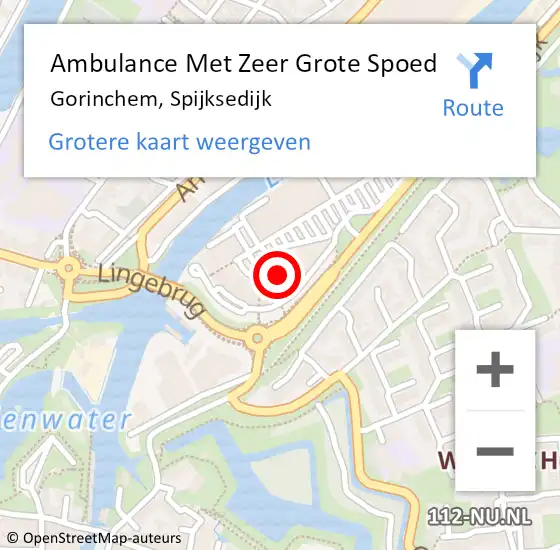 Locatie op kaart van de 112 melding: Ambulance Met Zeer Grote Spoed Naar Gorinchem, Spijksedijk op 22 februari 2024 16:47