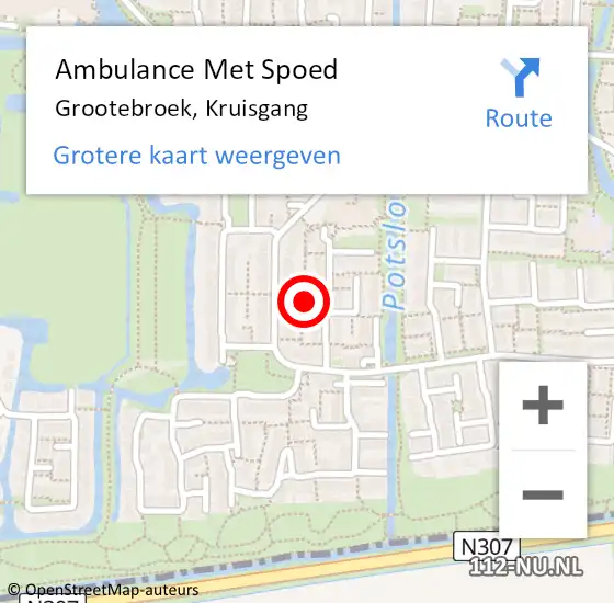 Locatie op kaart van de 112 melding: Ambulance Met Spoed Naar Grootebroek, Kruisgang op 22 februari 2024 17:16
