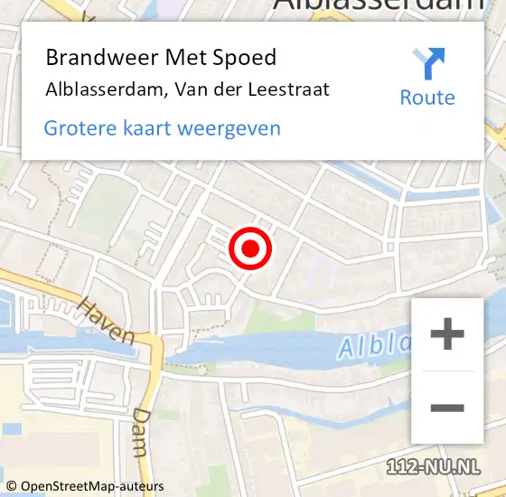 Locatie op kaart van de 112 melding: Brandweer Met Spoed Naar Alblasserdam, Van der Leestraat op 22 februari 2024 17:28