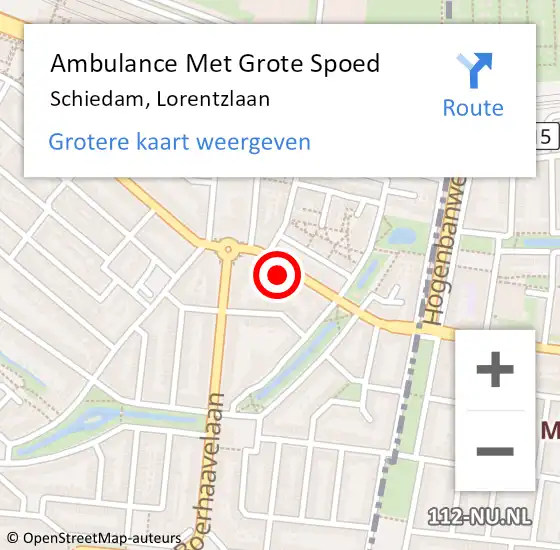 Locatie op kaart van de 112 melding: Ambulance Met Grote Spoed Naar Schiedam, Lorentzlaan op 22 februari 2024 17:30