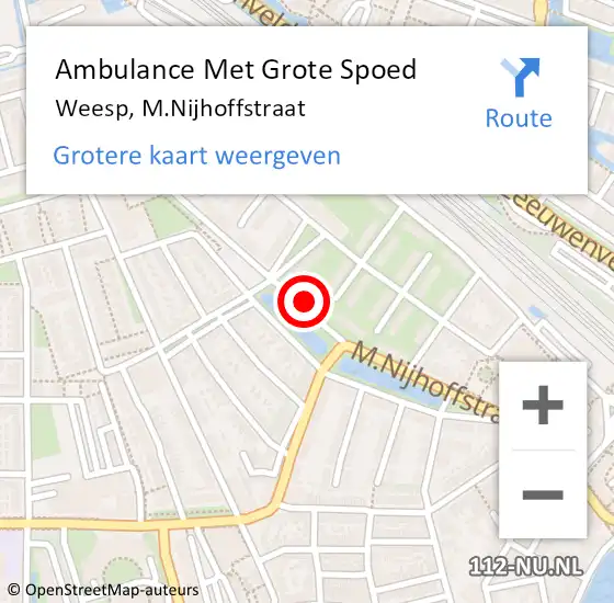 Locatie op kaart van de 112 melding: Ambulance Met Grote Spoed Naar Weesp, M.Nijhoffstraat op 22 februari 2024 17:34