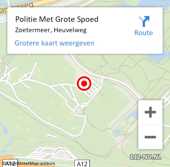 Locatie op kaart van de 112 melding: Politie Met Grote Spoed Naar Zoetermeer, Heuvelweg op 22 februari 2024 17:43