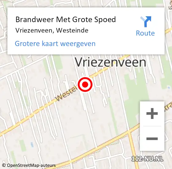 Locatie op kaart van de 112 melding: Brandweer Met Grote Spoed Naar Vriezenveen, Westeinde op 22 februari 2024 17:45