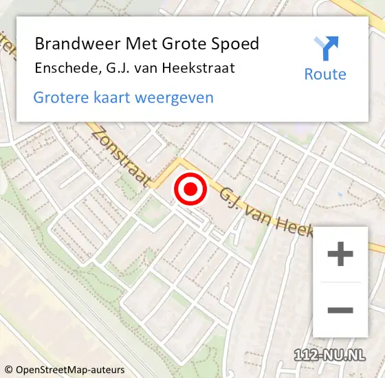 Locatie op kaart van de 112 melding: Brandweer Met Grote Spoed Naar Enschede, G.J. van Heekstraat op 22 februari 2024 17:49