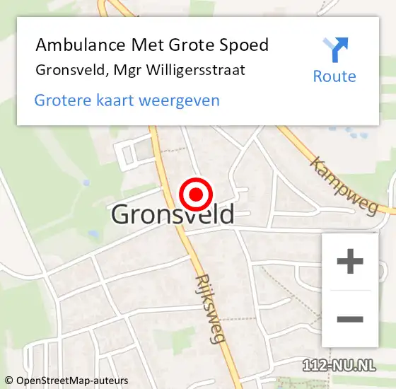 Locatie op kaart van de 112 melding: Ambulance Met Grote Spoed Naar Gronsveld, Mgr Willigersstraat op 26 september 2014 19:11