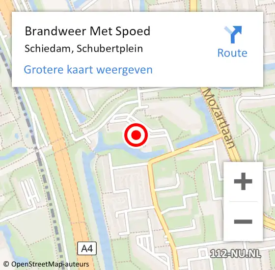 Locatie op kaart van de 112 melding: Brandweer Met Spoed Naar Schiedam, Schubertplein op 22 februari 2024 18:04