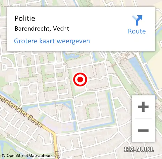 Locatie op kaart van de 112 melding: Politie Barendrecht, Vecht op 22 februari 2024 18:12